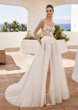 Ivory Lace Tulle V Back Slit Ever Pretty Wedding Dress Ivory Lace Tulle V Back Slit Ever Pretty Wedding Dress